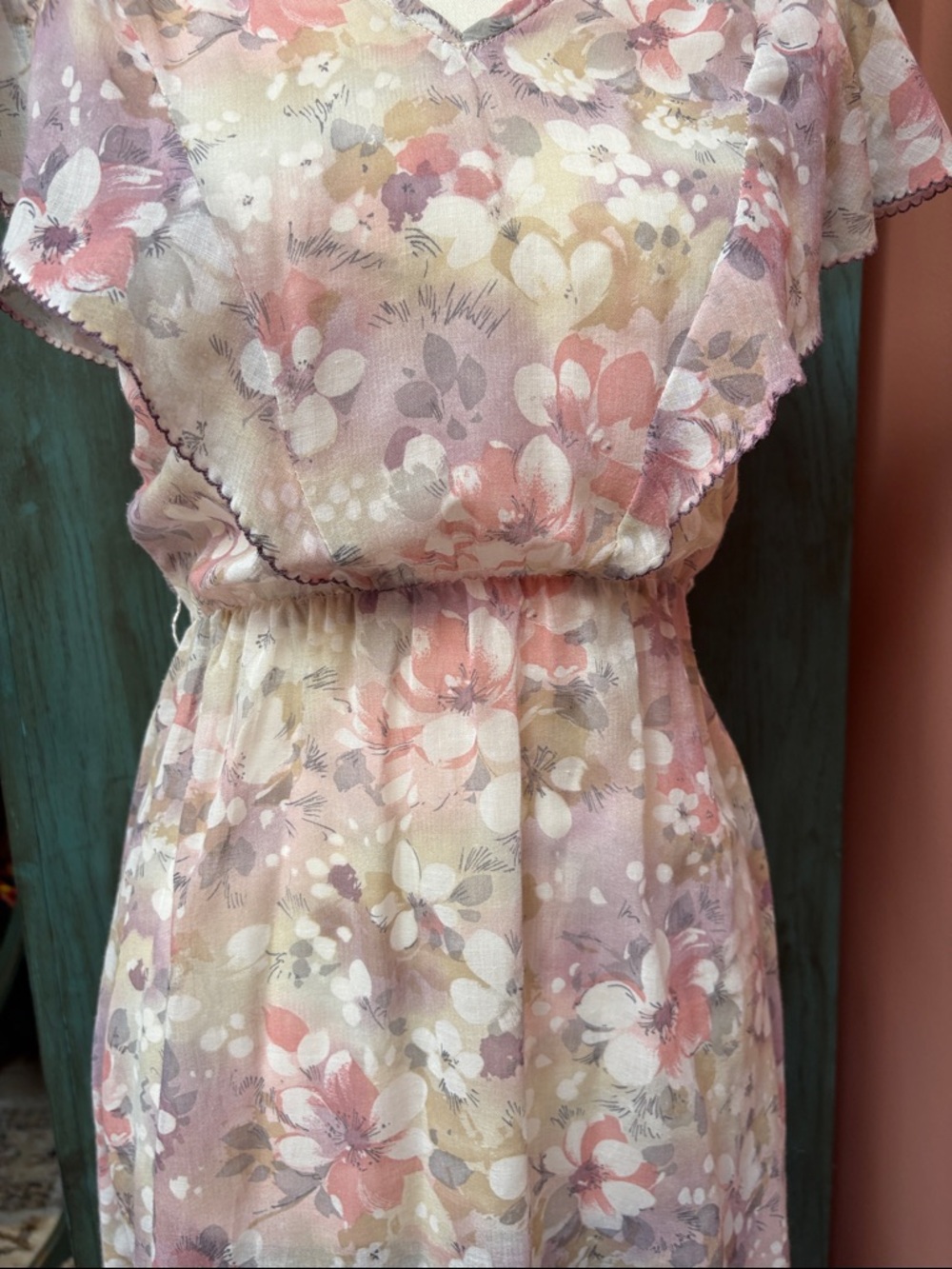 Vintage Sheer Floral Dress | Prairie Style Sz Sm-Med - Picture 5 of 11